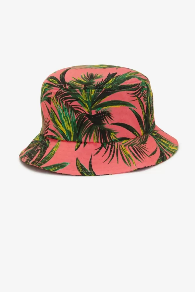 Palm Print Bucket Damenhüte Coral Heat