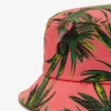 Palm Print Bucket Damenhüte Coral Heat
