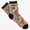 Palm Print Damensocken Coral Heat