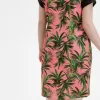 Palm Print Shirt Damenkleid Coral Heat