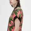 Palm Print Shirt Damenkleid Coral Heat