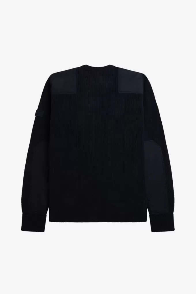 Patch Detail Herrenpullover Schwarz