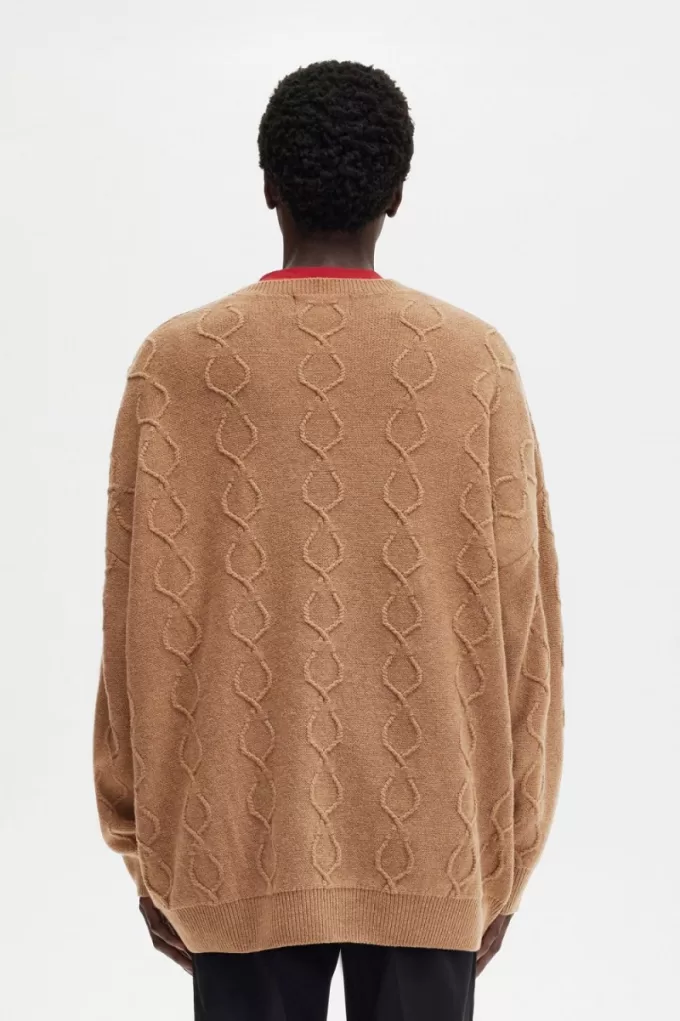 Patch Detail Übergroßer Herrenpullover Grün Patch Detail Übergroßer Herrenpullover Grün