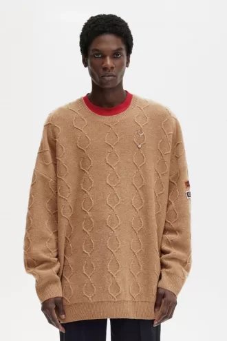 Patch Detail Übergroßer Herrenpullover Grün