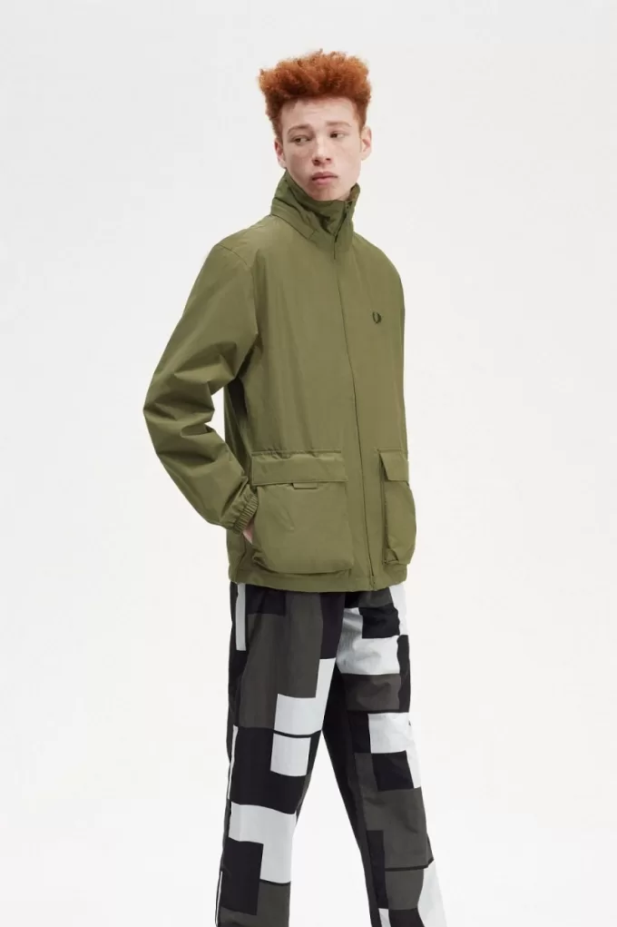 Patch Pocket Zip Through Herrenjacken Uniform Grün