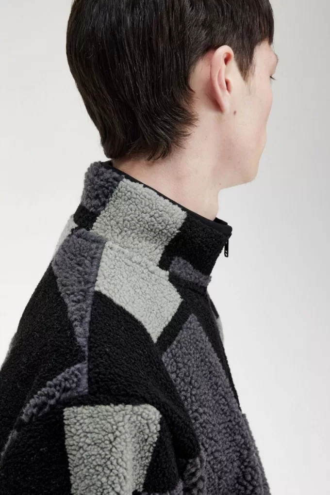 Pixel Borg Fleece Herren Sweatshirts Schwarz