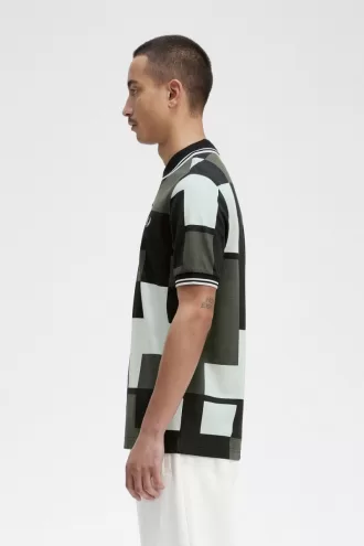 Pixel Print Herrenhemd Hellblau