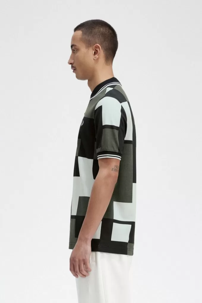 Pixel Print Herrenhemd Hellblau