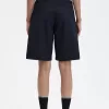 Plissee Damen Shorts Schwarz
