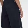Plissee Damen Shorts Schwarz