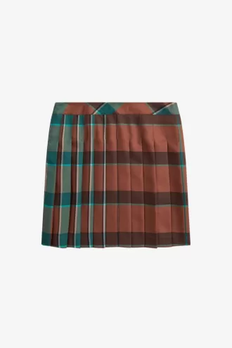 Plissee-Tartan-Damenröcke Whiskey Brown