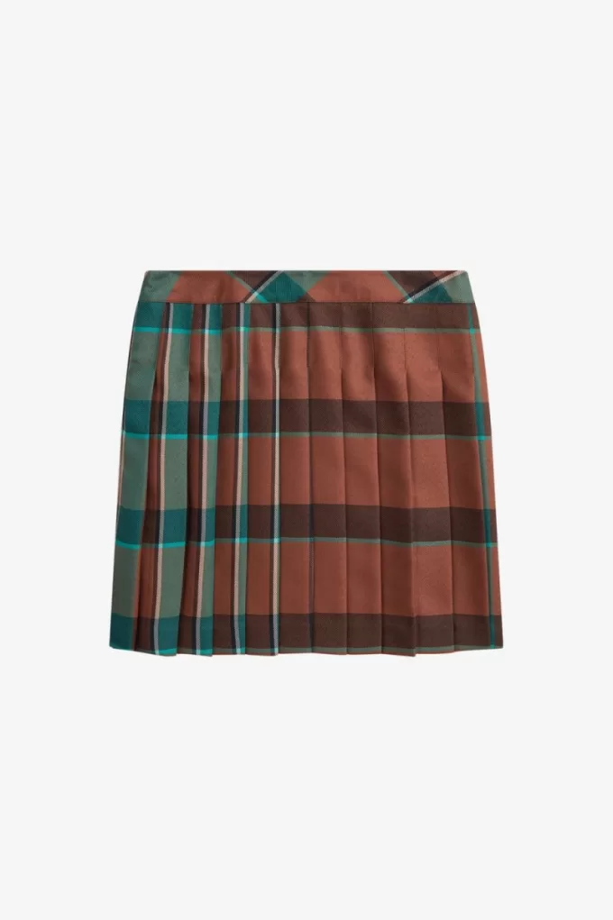 Plissee-Tartan-Damenröcke Whiskey Brown
