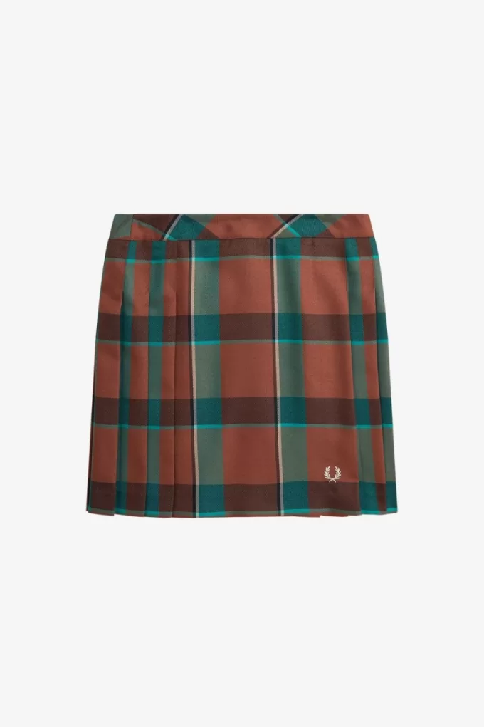 Plissee-Tartan-Damenröcke Whiskey Brown