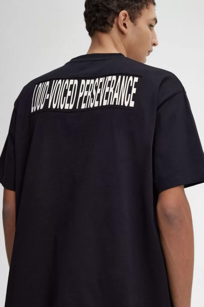 Print Patch Relaxed Herren T-Shirt Schwarz