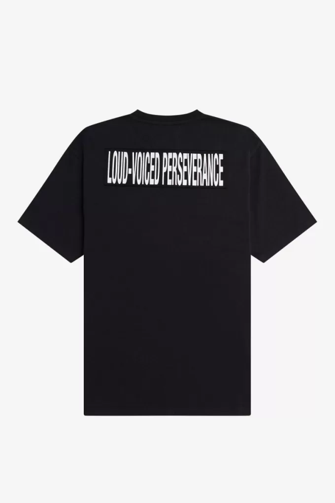 Print Patch Relaxed Herren T-Shirt Schwarz