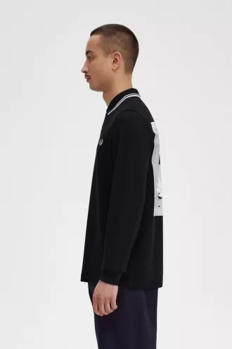 Rave Graphic Langarm-Herrenhemd Schwarz