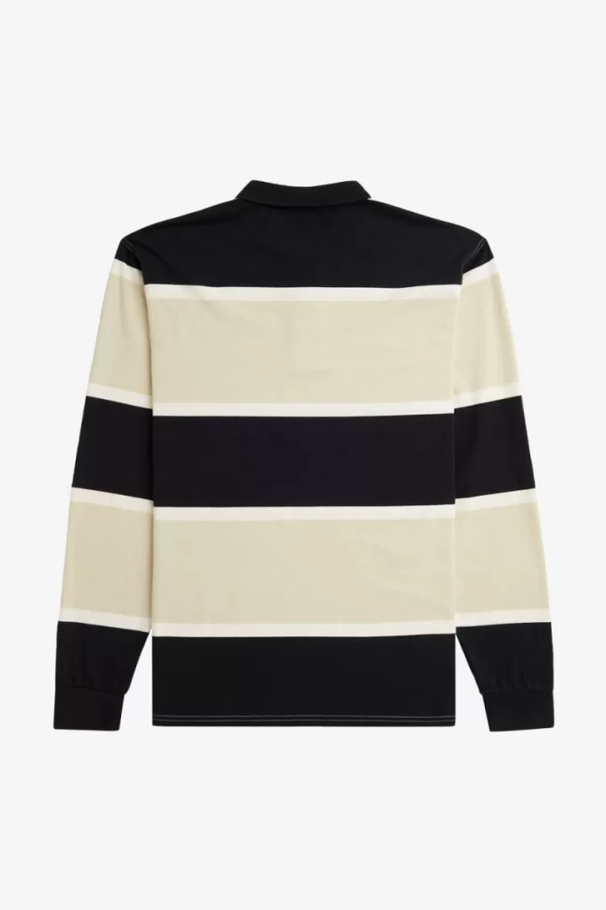 Relaxed Stripe Herren-Poloshirt Haferflocken