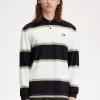 Relaxed Stripe Herren-Poloshirt Schneeweiß