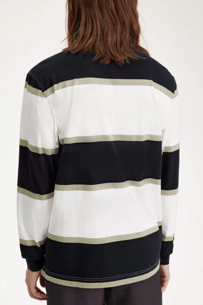 Relaxed Stripe Herren-Poloshirt Schneeweiß