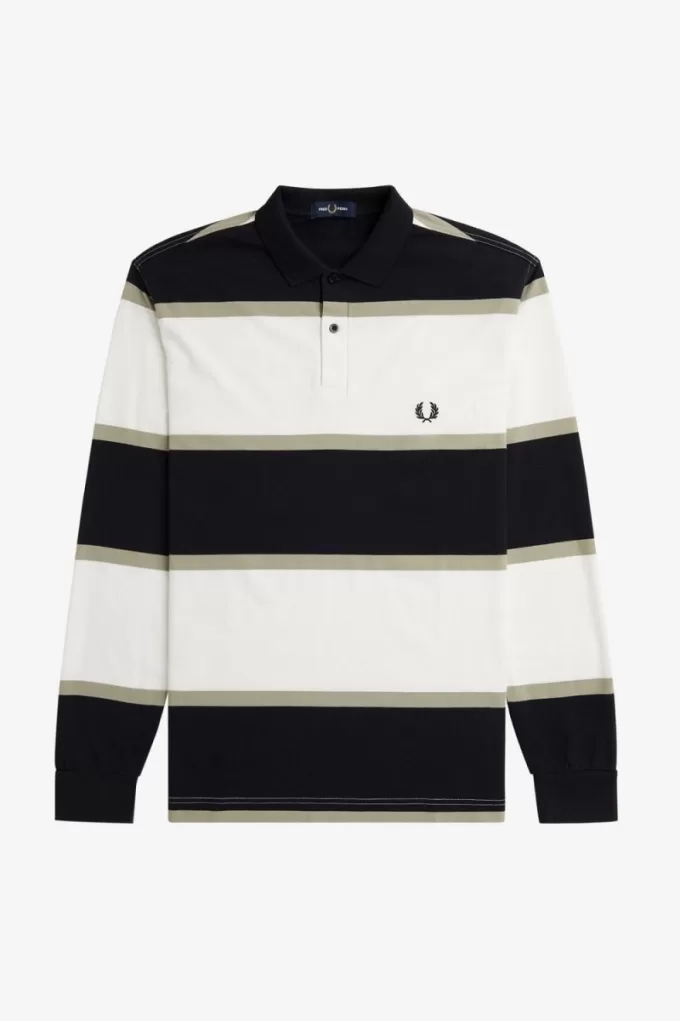 Relaxed Stripe Herren-Poloshirt Schneeweiß
