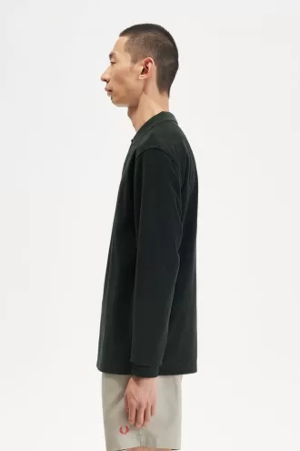 Relaxed Toweling Herren-Poloshirt Nachtgrün