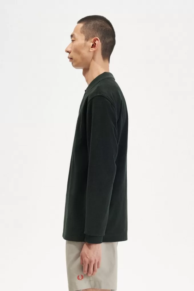 Relaxed Toweling Herren-Poloshirt Nachtgrün