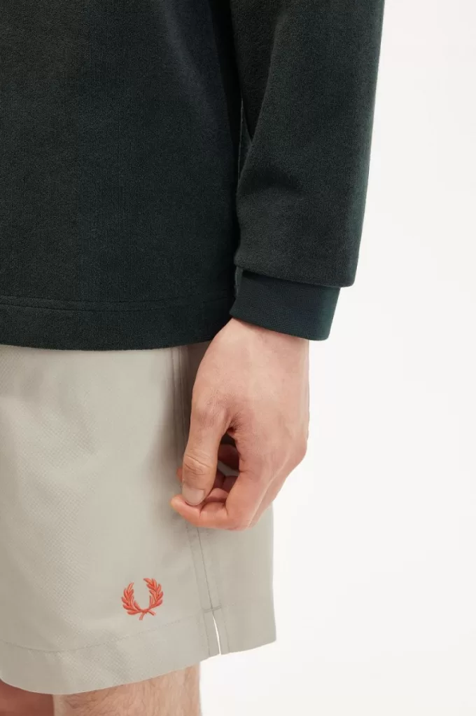 Relaxed Toweling Herren-Poloshirt Nachtgrün