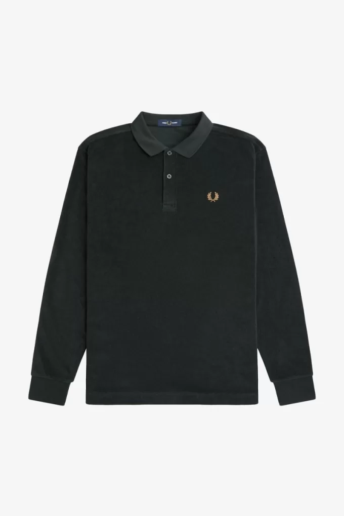 Relaxed Toweling Herren-Poloshirt Nachtgrün