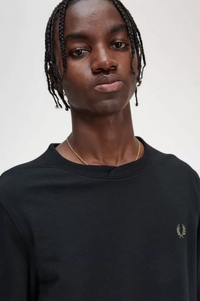 Rib Detail Herren Sweatshirts Schwarz