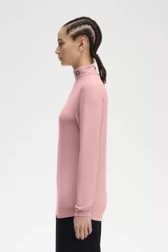 Roll Neck Damen T-Shirt Dusty Rose Pink