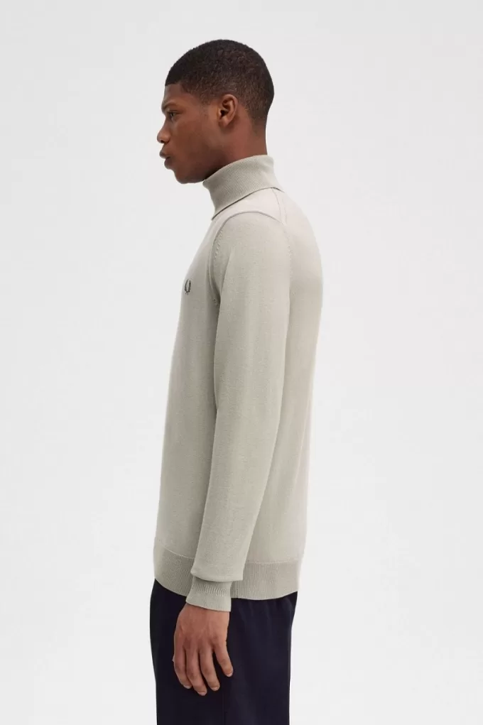 Roll Neck Herrenpullover Dark Oatmeal