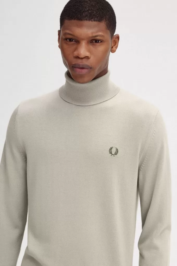 Roll Neck Herrenpullover Dark Oatmeal