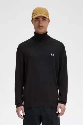 Roll Neck Herrenpullover Nachtgrün