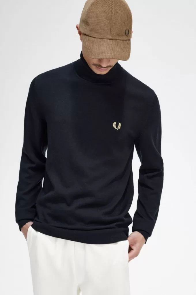 Rollkragenpullover für Herren, Schwarz