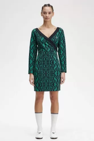 Schulterfreies Damenkleid mit Schlangenmuster von Deep Mint