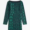 Schulterfreies Damenkleid mit Schlangenmuster von Deep Mint