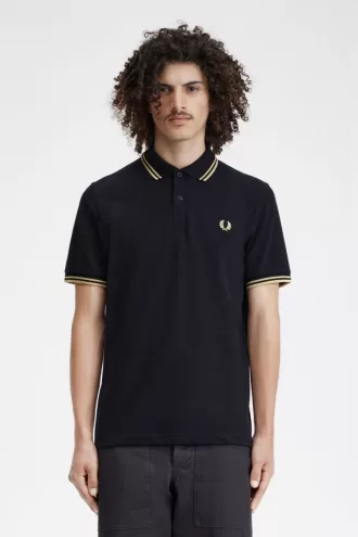 Shanghai M12 Herren Poloshirt Schwarz Champagner