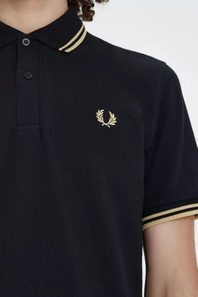 Shanghai M12 Herren Poloshirt Schwarz Champagner