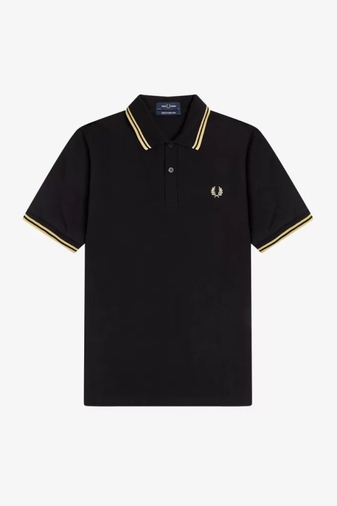 Shanghai M12 Herren Poloshirt Schwarz Champagner