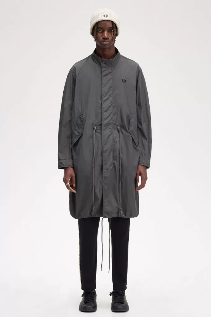 Straight Hem Herrenparka Gunmetal