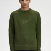 Strukturierter Strickpullover für Herren von Fred Perry, Schnittlauchgrün