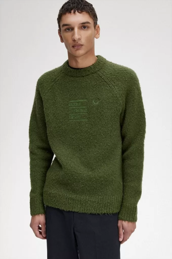 Strukturierter Strickpullover für Herren von Fred Perry, Schnittlauchgrün