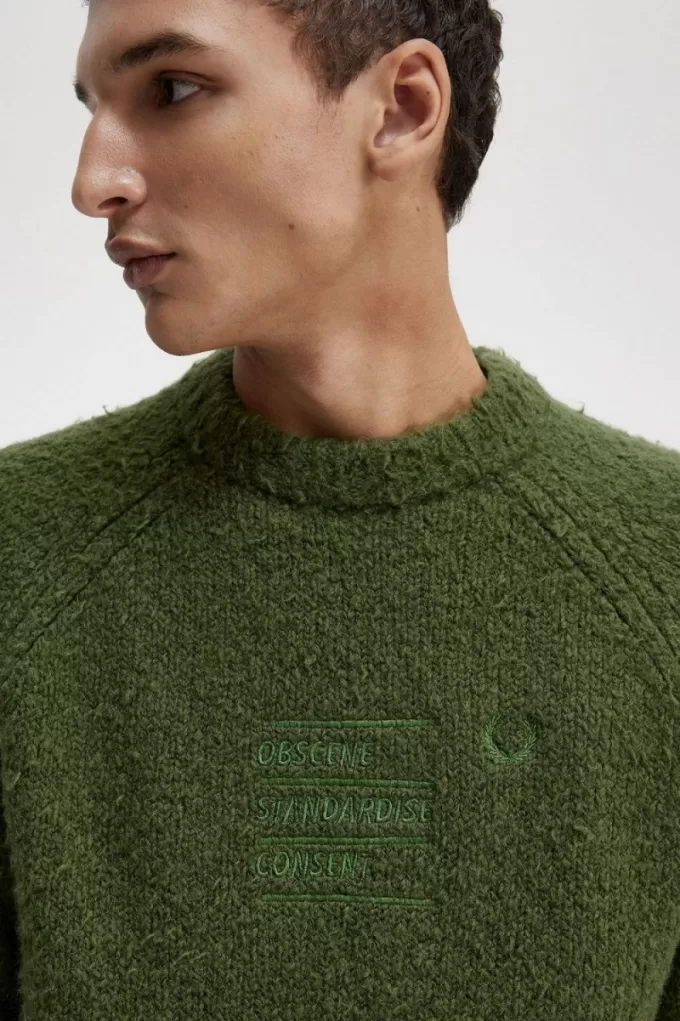 Strukturierter Strickpullover für Herren von Fred Perry, Schnittlauchgrün
