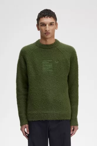 Strukturierter Strickpullover für Herren von Fred Perry, Schnittlauchgrün