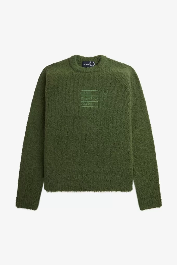 Strukturierter Strickpullover für Herren von Fred Perry, Schnittlauchgrün