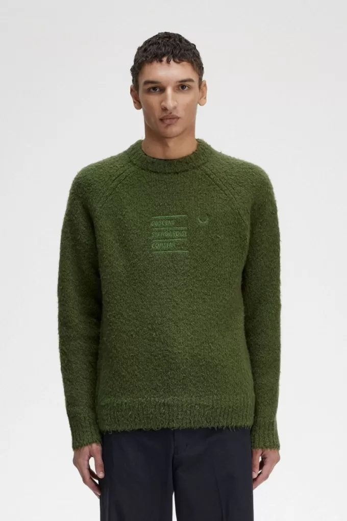 Strukturierter Strickpullover für Herren von Fred Perry, Schnittlauchgrün