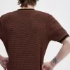 Strukturiertes gestricktes Herren-T-Shirt Whiskey Brown