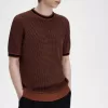 Strukturiertes gestricktes Herren-T-Shirt Whiskey Brown