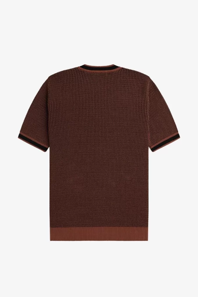 Strukturiertes gestricktes Herren-T-Shirt Whiskey Brown