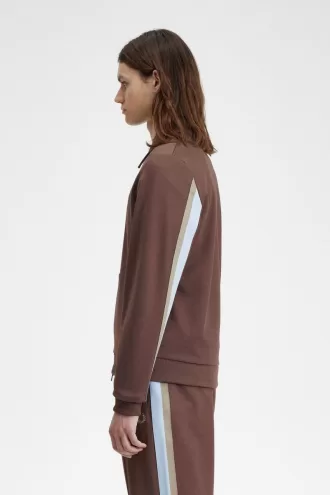 Tape Detail Collared Herren-Trainingsjacken Dunkelrot